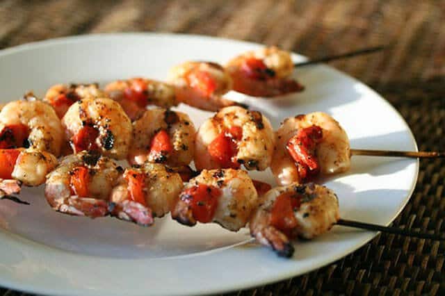 Moroccan Grilled Shrimp &amp; Vegetable Skewers