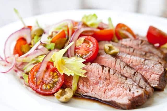 Flank Steak with Bloody Mary Tomato Salad