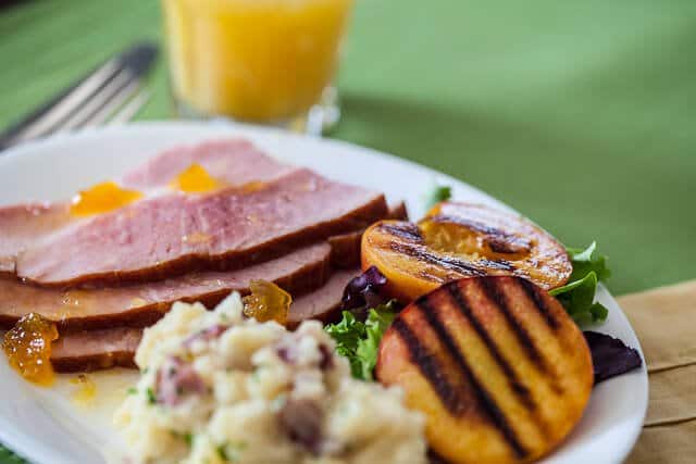 Easter Ham with Grilled Peaches