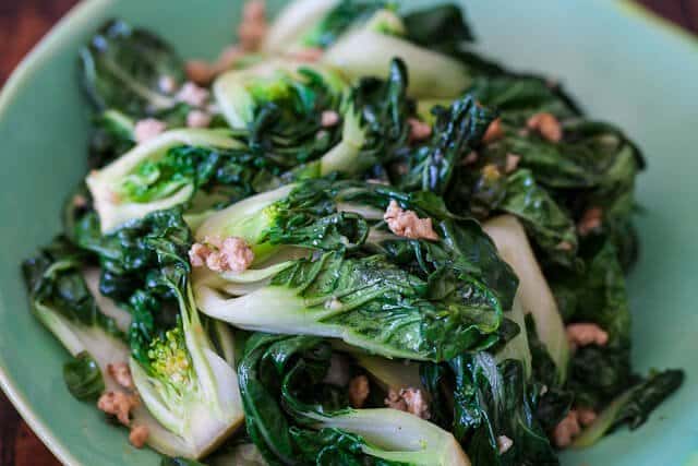 Baby Bok Choy with Ground Chicken Stir Fry