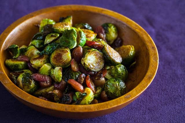 Roasted Brussels Sprouts and Grapes